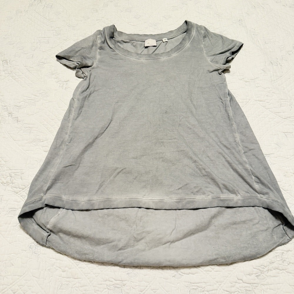 Anthropologie Postmark Destination Top Tee Sz XS Grey Postage Theme 100% Cotton